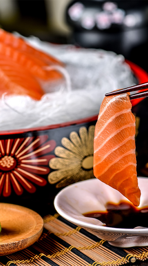 sashimi japonés de gambas