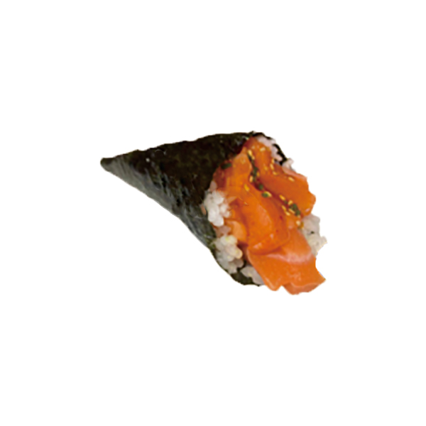 Temaki de salmón macerado